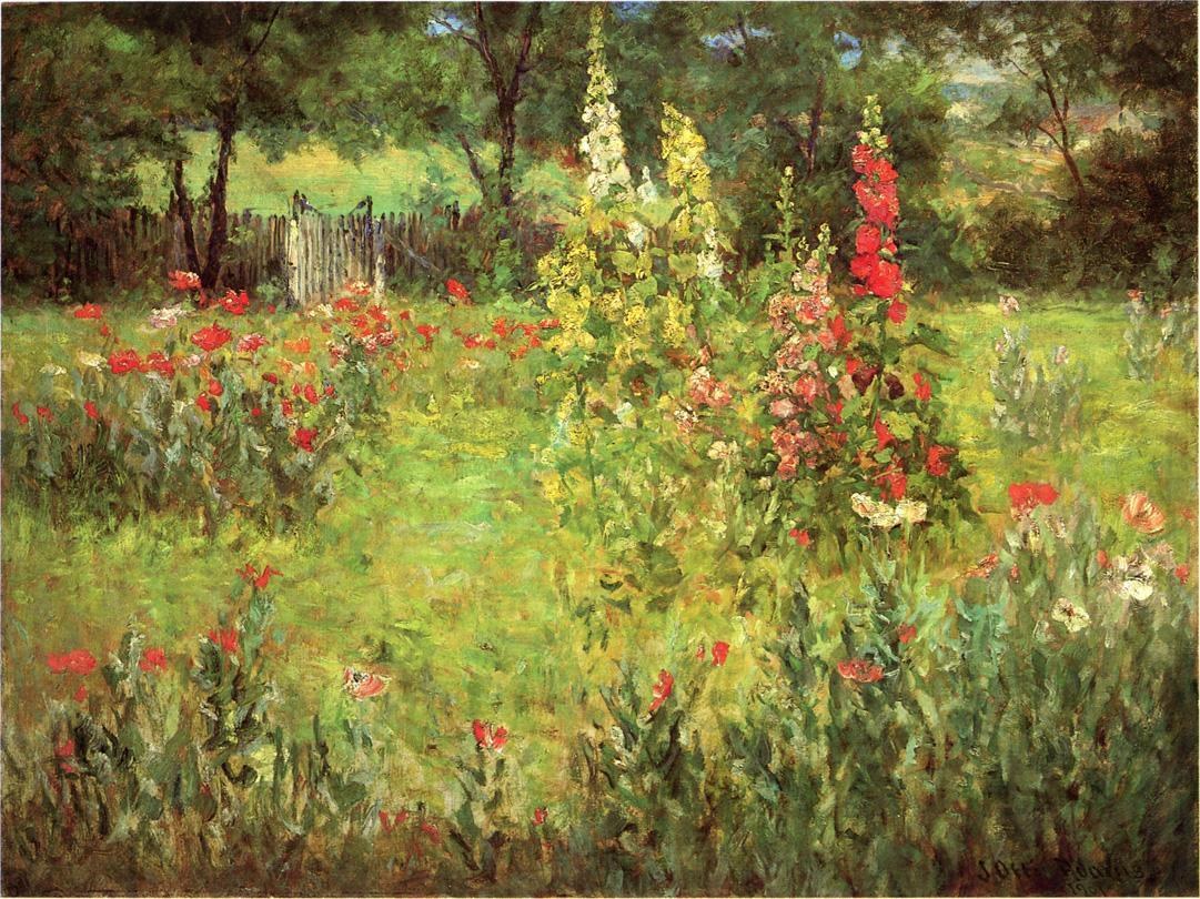 John Ottis Adams Hollyhocks and Poppies The Hermitage